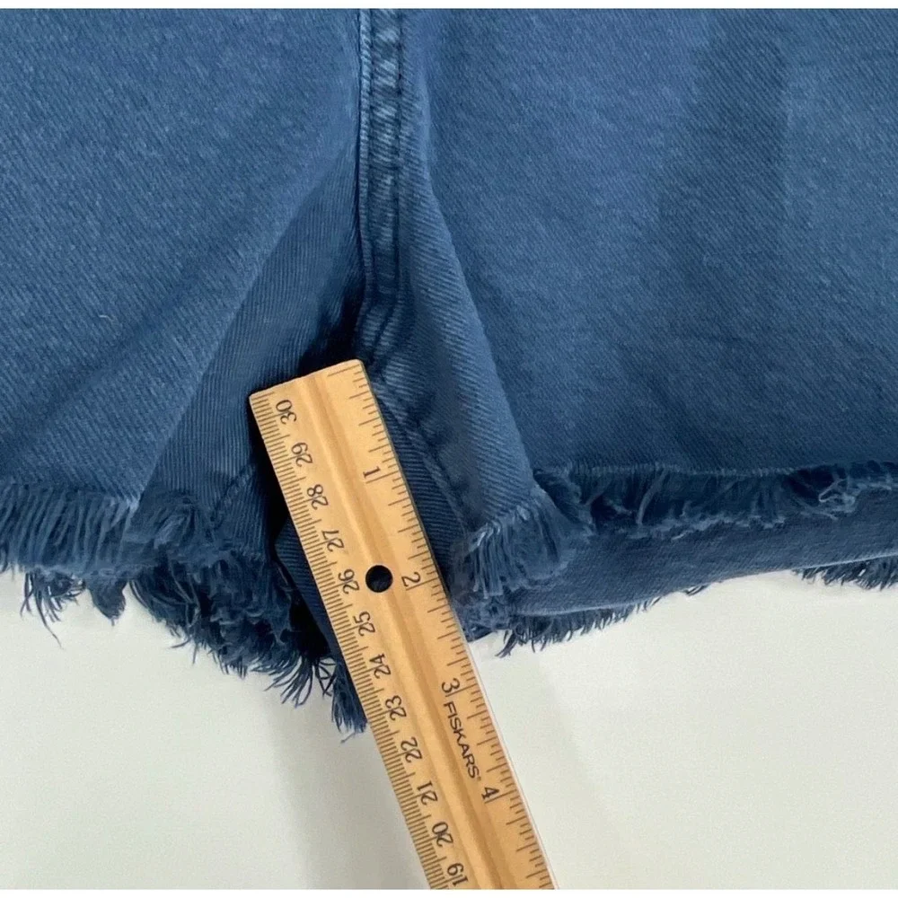 LOFT Denim Shorts Women 12 31 Blue Raw Hem Frayed Stretch Mid Rise Casual Pocket